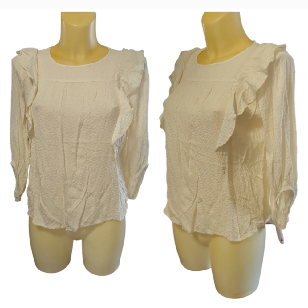 Universal Thread Ivory Ruffle Blouse Size Extra Small - Picture 3 of 6